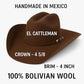 El Cattleman Handmade Cowboy Hat – 100X Bolivian Wool Felt, Premium Western Hat, 4 5/8" Crown, 4" Brim, Made in Mexico (US, Numeric, 6 3/4, 7 3/4, 6 3/4, Brown)