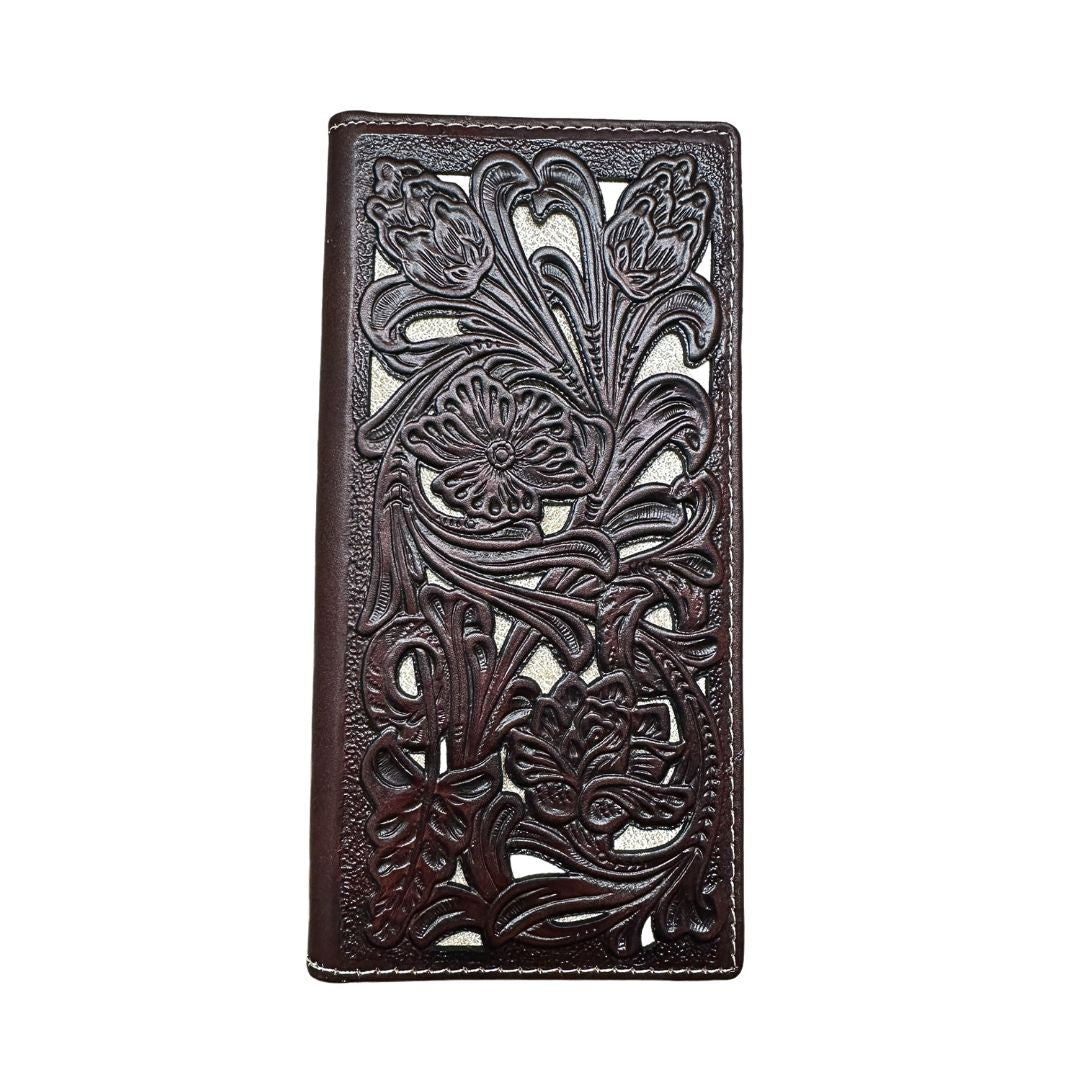 Black and Floral popular Leather City Wallet