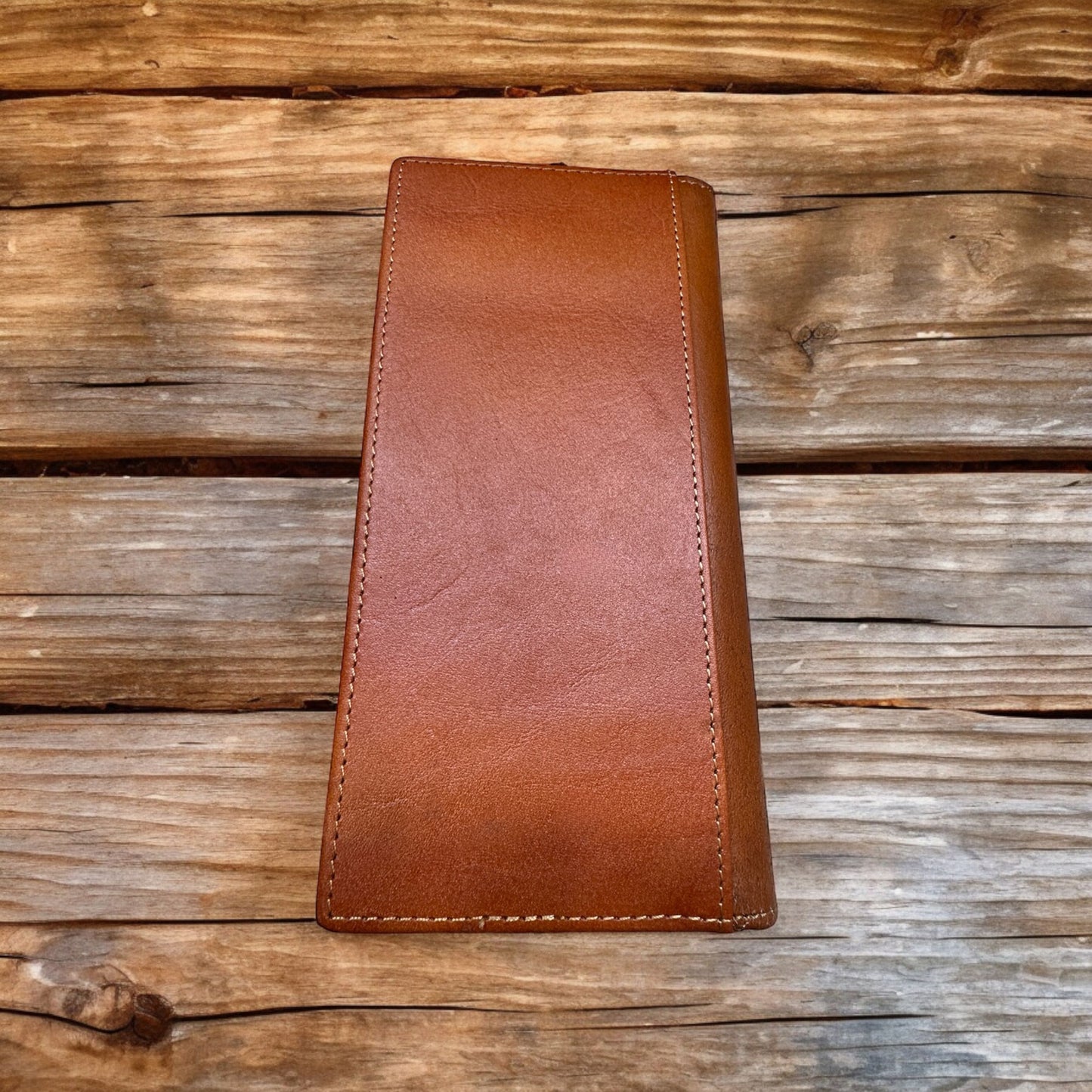 Leather Embossed Cowboy Praying At Cross Long Wallet