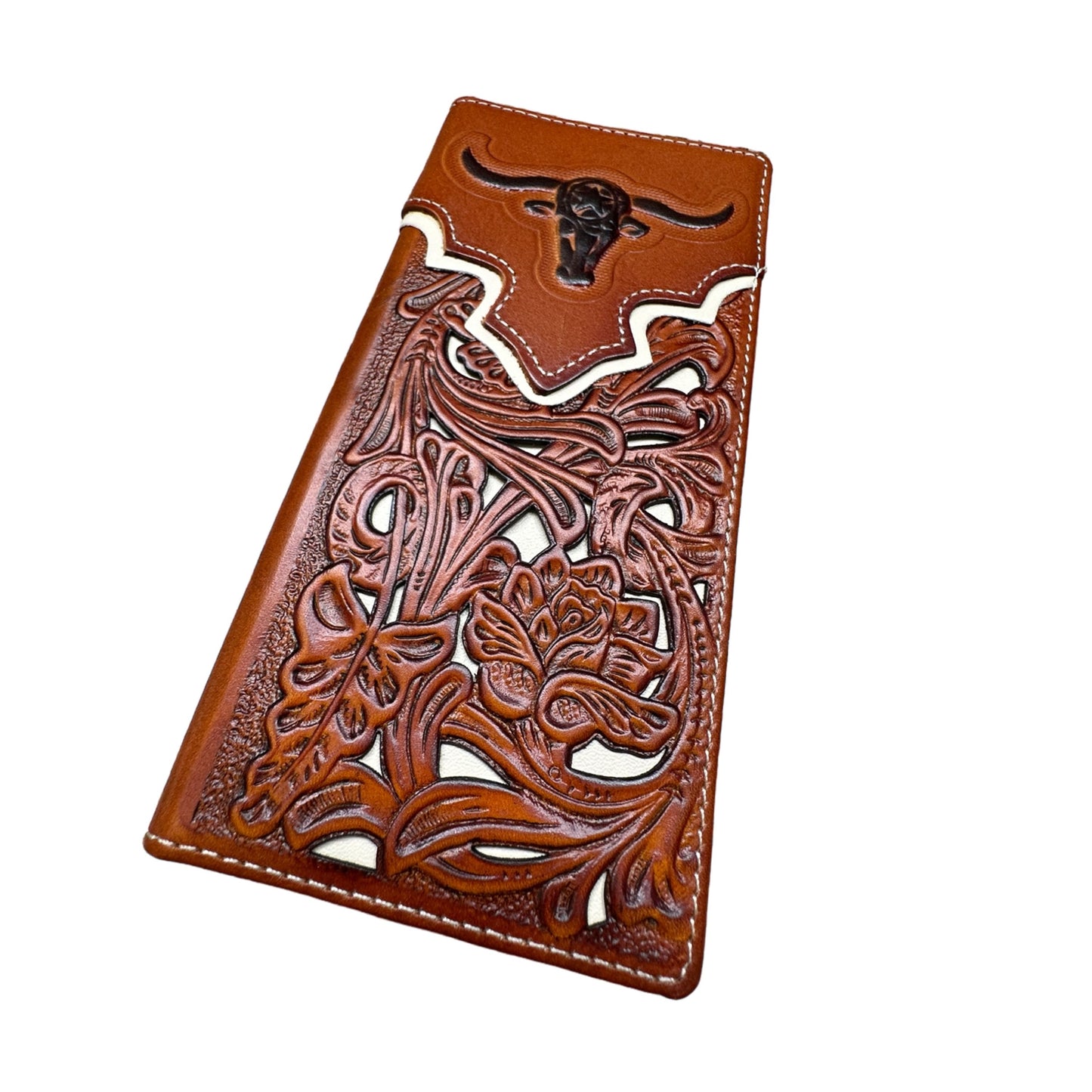 Floral Long Wallet Embossed Longhorn Floral Accent