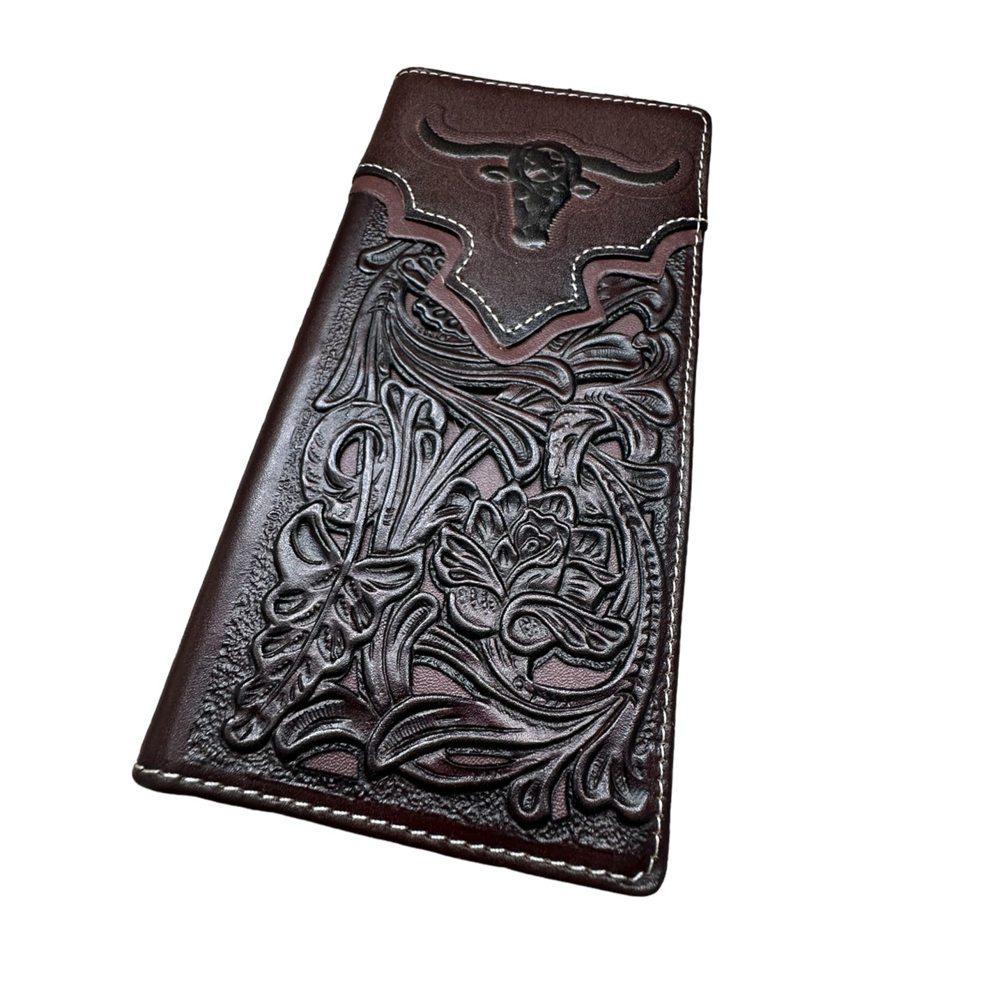 Floral Long Wallet Embossed Longhorn Floral Accent