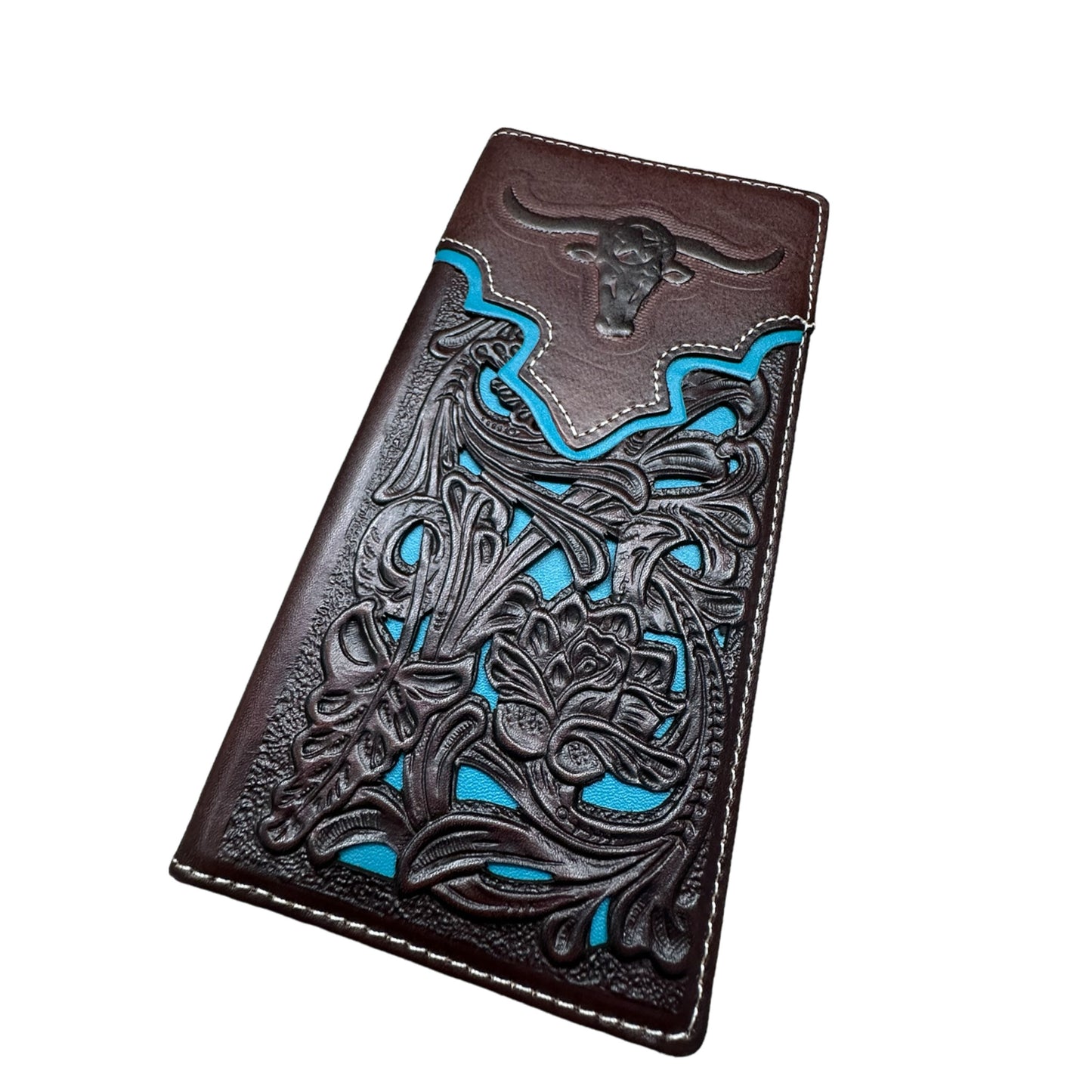 Floral Long Wallet Embossed Longhorn Floral Accent