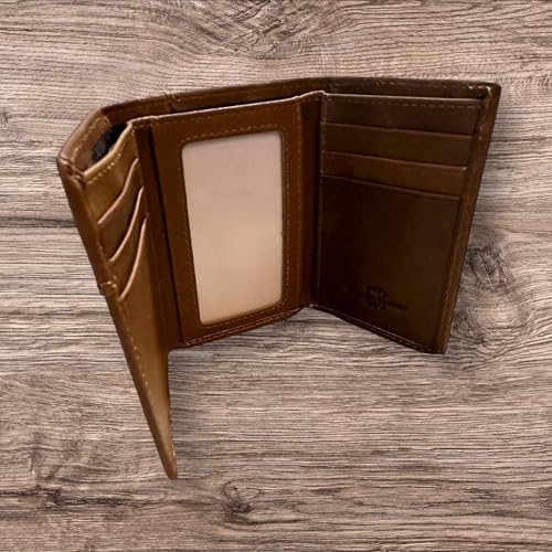 Leather Tri Fold Wallet Concho & Cowhair