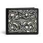 Western Stakes Men’s Leather Bifold – Embroidered Longhorn, Contrast-Stitched Card Holder