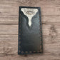 Leather Long Wallet Cowhair Cowboy Praying At Cross Concho Stich Accent