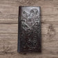 Leather Long Wallet Floral Embossed Rooster Gallo Bi Fold High End Mens Wallet