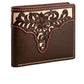 Western Stakes Men’s Bi-Fold Wallet – Genuine Leather with Flip ID, Laser-Cut Design