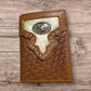 Leather Tri Fold Wallet Concho & Cowhair