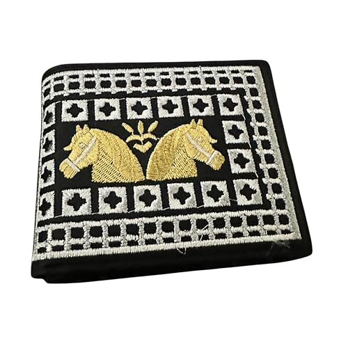 Western Stakes Western Cowboy Rodeo Wallet – Bi-Fold Leather with Gold Cowboy & Two Horses