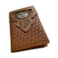 Leather Tri Fold Wallet Concho & Cowhair