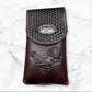 Western Stakes Western Leather Phone Belt Holster Cell Phone Case Pouch Embossed Tooled Rooster Concho Universal