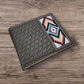 Western Stakes Leather Bi Fold Mens Wallet Tapestry Diamond Arrow Design Hand Crafted High End Wallets Leather Gifts For Men