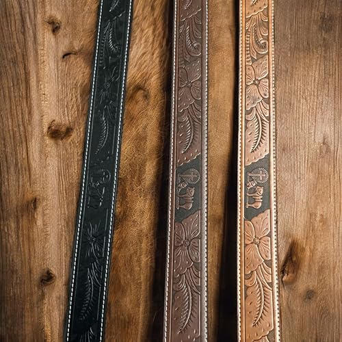 Leather Western Belts For Men Cowboy Tooled Embossed