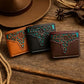 Men’s Western Leather Wallet – Laser Cut Floral Design, Bi-Fold Cowboy Rodeo Style