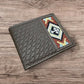 Western Stakes Leather Bi Fold Mens Wallet Tapestry Diamond Cross Design Hand Crafted Wallet