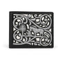 Western Stakes Cowboy Praying Bi-Fold Leather Wallet with Embroidered Cowboy & Cross Design