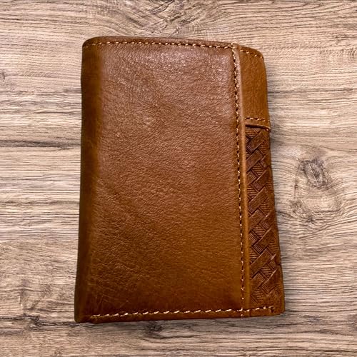 Leather Tri Fold Wallet Concho & Cowhair