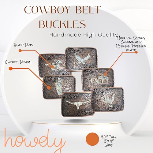 Custom Cowboy Copper Belt Buckles For Men Floral Silver Concho High End Custom