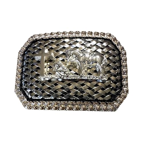 Cowboy Belt Buckles For Men Basketweave Studded Barbwire High End Concho