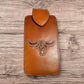 Western Stakes Leather Phone Belt Holster Embossed Longhorn Lonestar