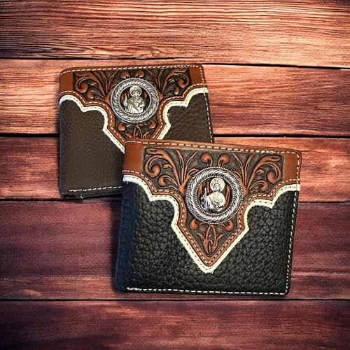 Western Stakes Leather Bi Fold Wallet Cowboy Saint Jude Concho