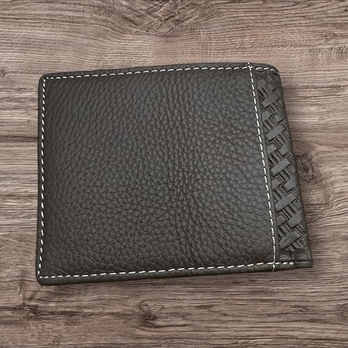 Western Stakes Leather Bi Fold Mens Wallet Tapestry Diamond Arrow Design Hand Crafted High End Wallets Leather Gifts For Men