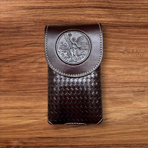 Western Stakes Western Leather Phone Belt Holster Cell Phone Case Pouch Embossed Tooled High End Case for iPhone Samsung Universal