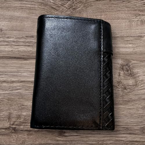 Leather Tri Fold Wallet Concho & Cowhair