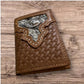 Leather Tri Fold Wallet Concho & Cowhair