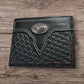 Leather Wallet Basketwave Cowboy Rooster Gallo Concho Bi Fold High End Smooth Leather Mens Wallet