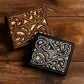 Western Stakes Men’s Leather Bifold – Embroidered Longhorn, Contrast-Stitched Card Holder