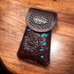 Western Stakes Western Leather Phone Belt Holster Cell Phone Case Pouch Floral Cowboy Tooled Concho Basketweave Universal