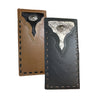 Leather Long Wallet Cowhair Horseshoe Lone Star Cowhide Bi Fold Hand Crafted High End Smooth Leather