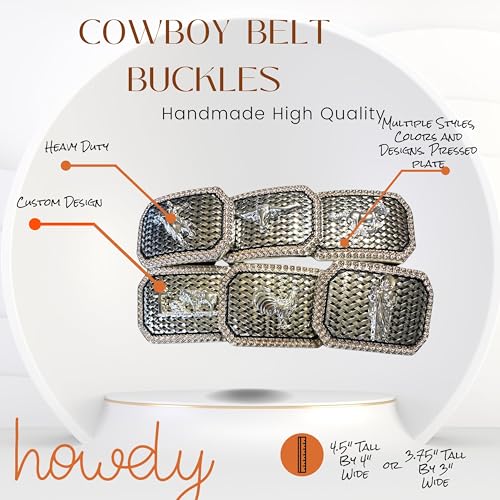 Cowboy Belt Buckles For Men Basketweave Studded Barbwire High End Concho