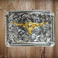 Custom Cowboy Rectangle Silver Belt Buckles For Men Floral Gold Concho