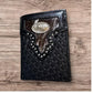 Leather Tri Fold Wallet Concho & Cowhair