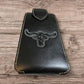 Western Stakes Leather Phone Belt Holster Embossed Longhorn Lonestar