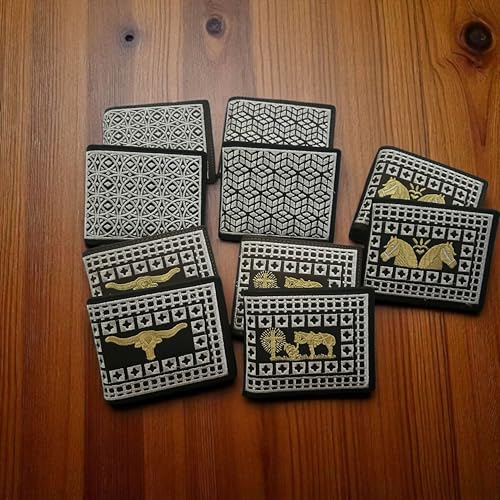 Western Rodeo Leather Wallet – Bi-Fold Cowboy Style Silver Diamond Geometric Design