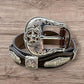 Leather Western Belts For Men Cowboy Praying At Cross Concho Tooled