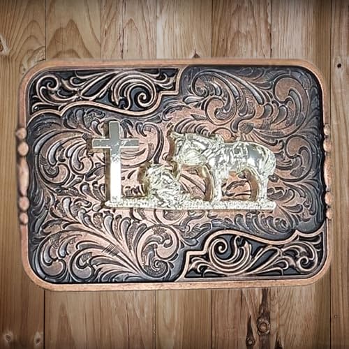 Custom Cowboy Copper Belt Buckles For Men Floral Silver Concho High End Custom