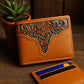 Men’s Western Leather Wallet – Laser Cut Floral Design, Bi-Fold Cowboy Rodeo Style