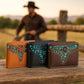 Men’s Western Leather Wallet – Laser Cut Floral Design, Bi-Fold Cowboy Rodeo Style
