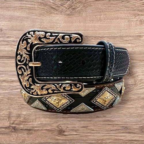 Leather Western Belts For Men Longhorn Bling Concho High End