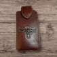 Western Stakes Leather Phone Belt Holster Embossed Longhorn Lonestar