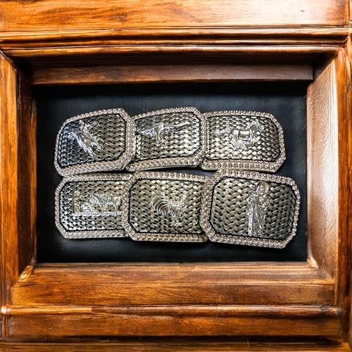 Cowboy Belt Buckles For Men Basketweave Studded Barbwire High End Concho