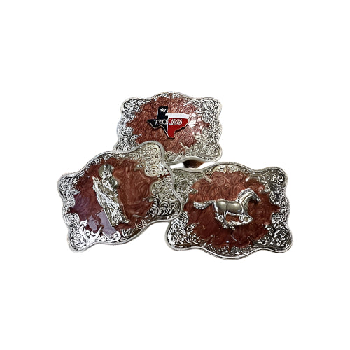 Cowboy Belt Buckles Floral Red Marble Swirl Concho High End Big Buckles Men