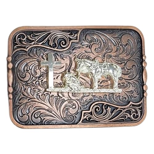 Custom Cowboy Copper Belt Buckles For Men Floral Silver Concho High End Custom