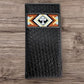 Western Stakes Leather Bi Fold Mens Long Wallet Tapestry Diamond Cross Design Hand Crafted Rodeo Wallet