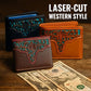 Men’s Western Leather Wallet – Laser Cut Floral Design, Bi-Fold Cowboy Rodeo Style