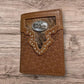 Leather Tri Fold Wallet Concho & Cowhair